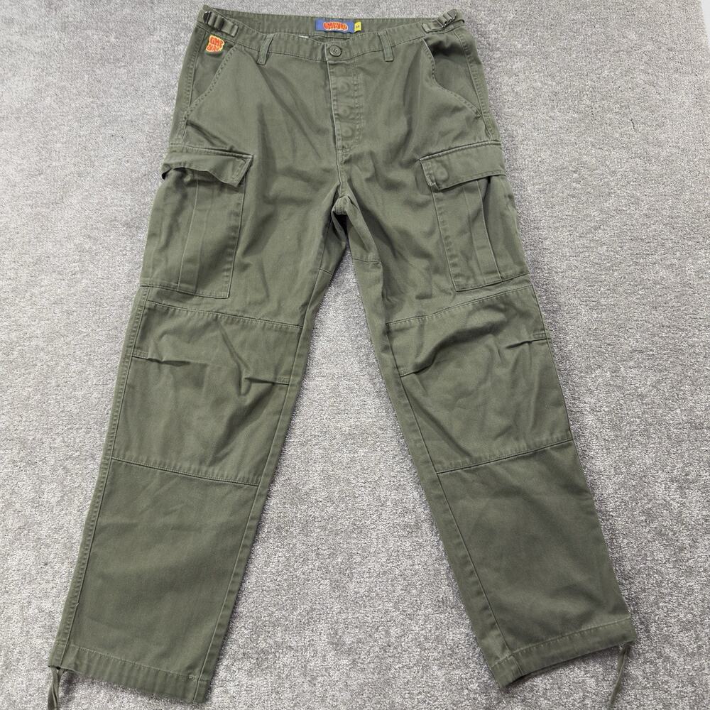 Empyre Men‎ Cargo Pants Green Button Fly Adjustable Waist Utility Skatewear 32